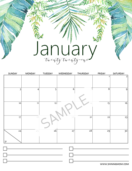 2021 Nature-Themed Calendar – Shining Mom Planners: The Shop!
